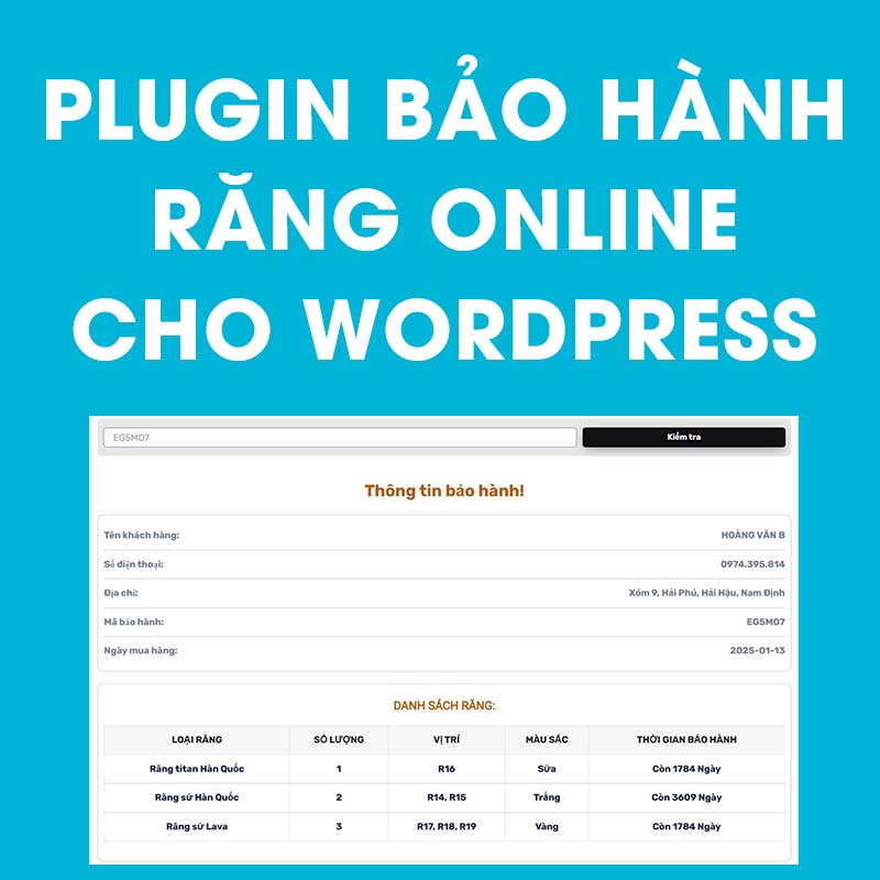Plugin bảo hành răng online cho wordpress - Ảnh 2