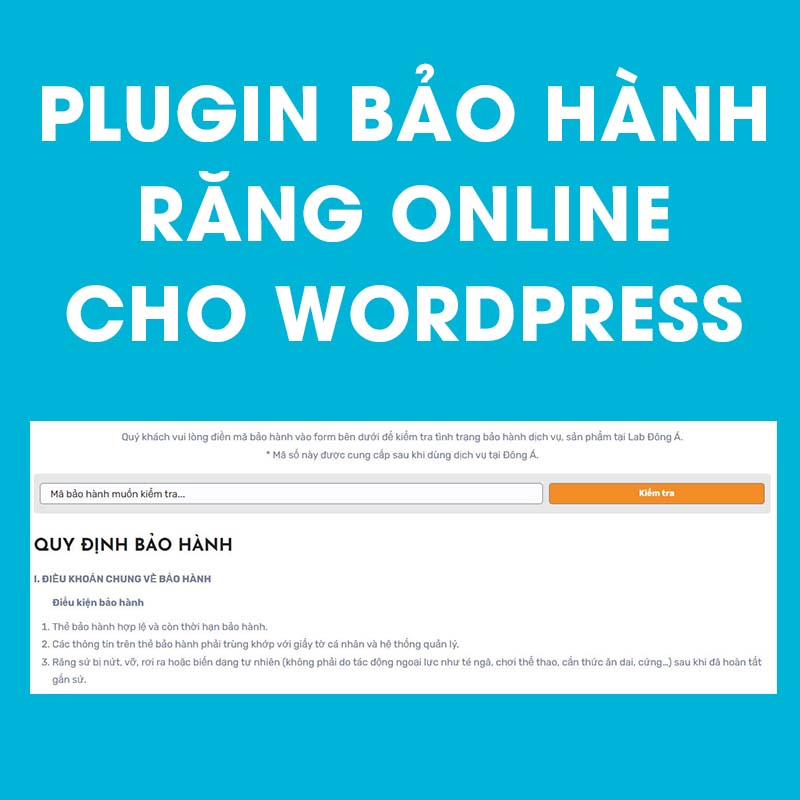 Plugin bảo hành răng online cho wordpress