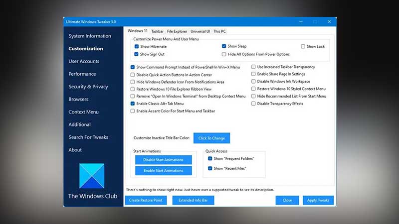 Có gì mới trong Ultimate Windows Tweaker mới nhất cho Windows 11